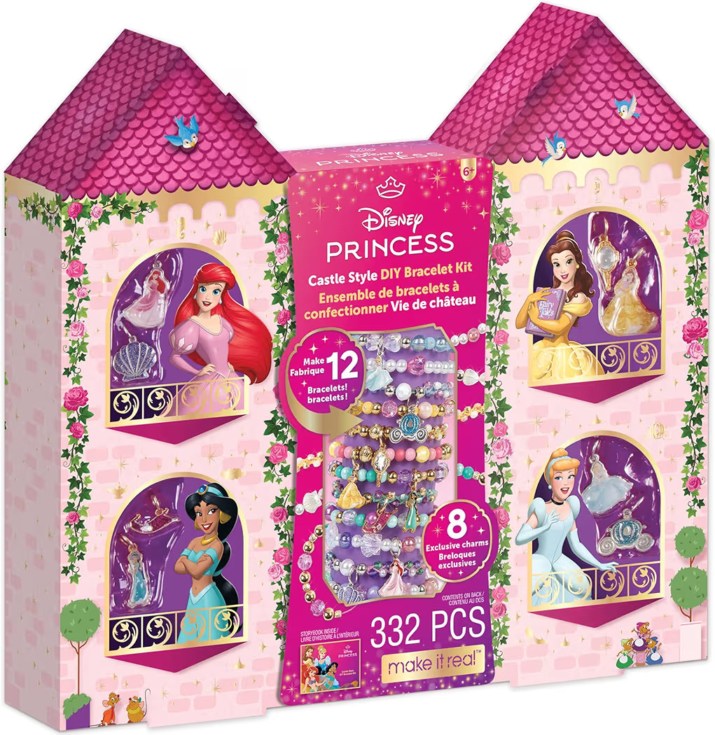 Make It Real: Disney Princess: Castle Style DIY Bracelet Kit - 332 pcs Jewelry Set, Create 12 Bra... | Amazon (US)