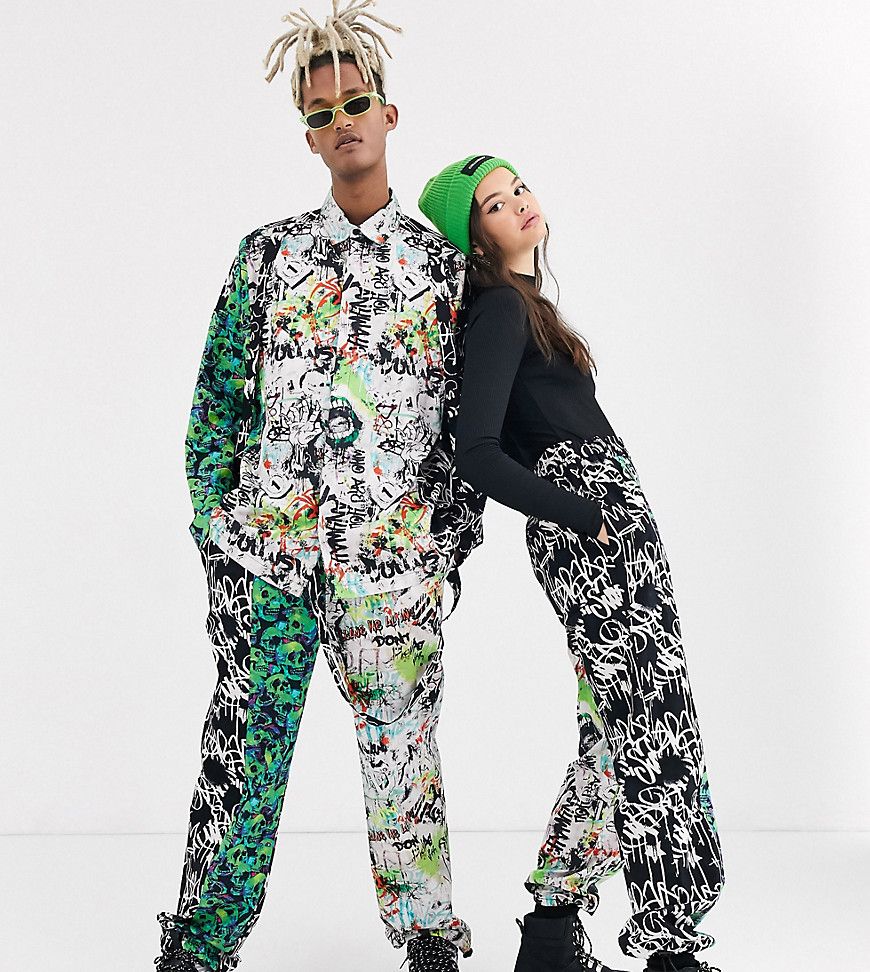 COLLUSION Unisex graffiti print trouser with strapping-Multi | ASOS (Global)