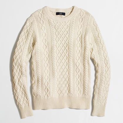 Tall fisherman cable crewneck sweater | J.Crew Factory