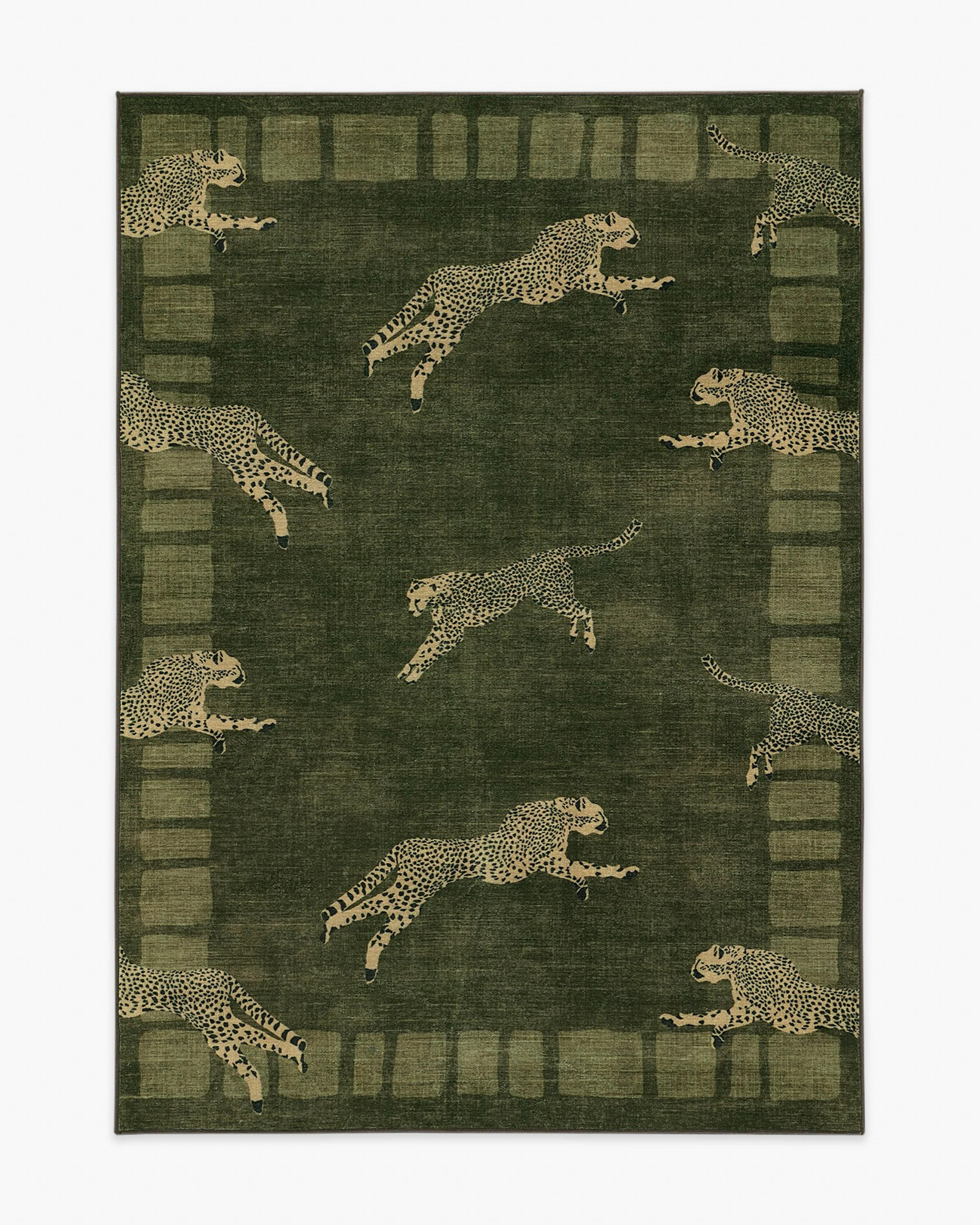 Leaping Cheetah Olive Green Rug by Scalamandr\u00e9 | Ruggable US | Ruggable