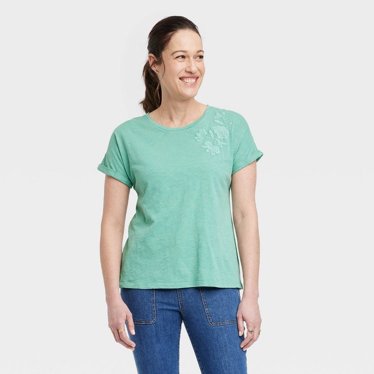 Women's Short Sleeve Embroidered T-Shirt - Knox Rose™ | Target