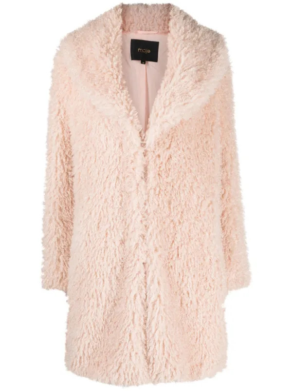Maje shawl-lapels faux-shearling Coat  - Farfetch | Farfetch Global
