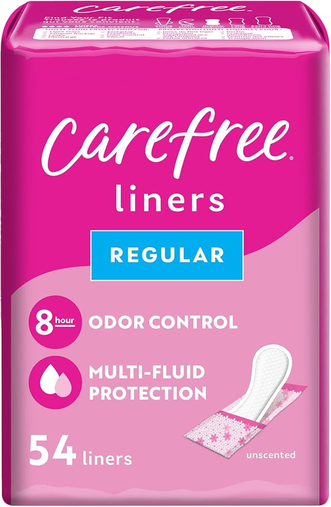 Carefree Panty Liners for Women, Regular, Wrapped, Unscented, 54ct | Pantiliners, Carefree Liners... | Amazon (US)