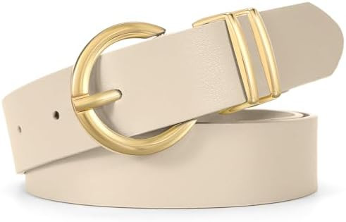 WHIPPY Women Leather Belt Fashion Design belt Gold Buckle Ladies Belt for Jeans Pants Dresses | Amazon (US)
