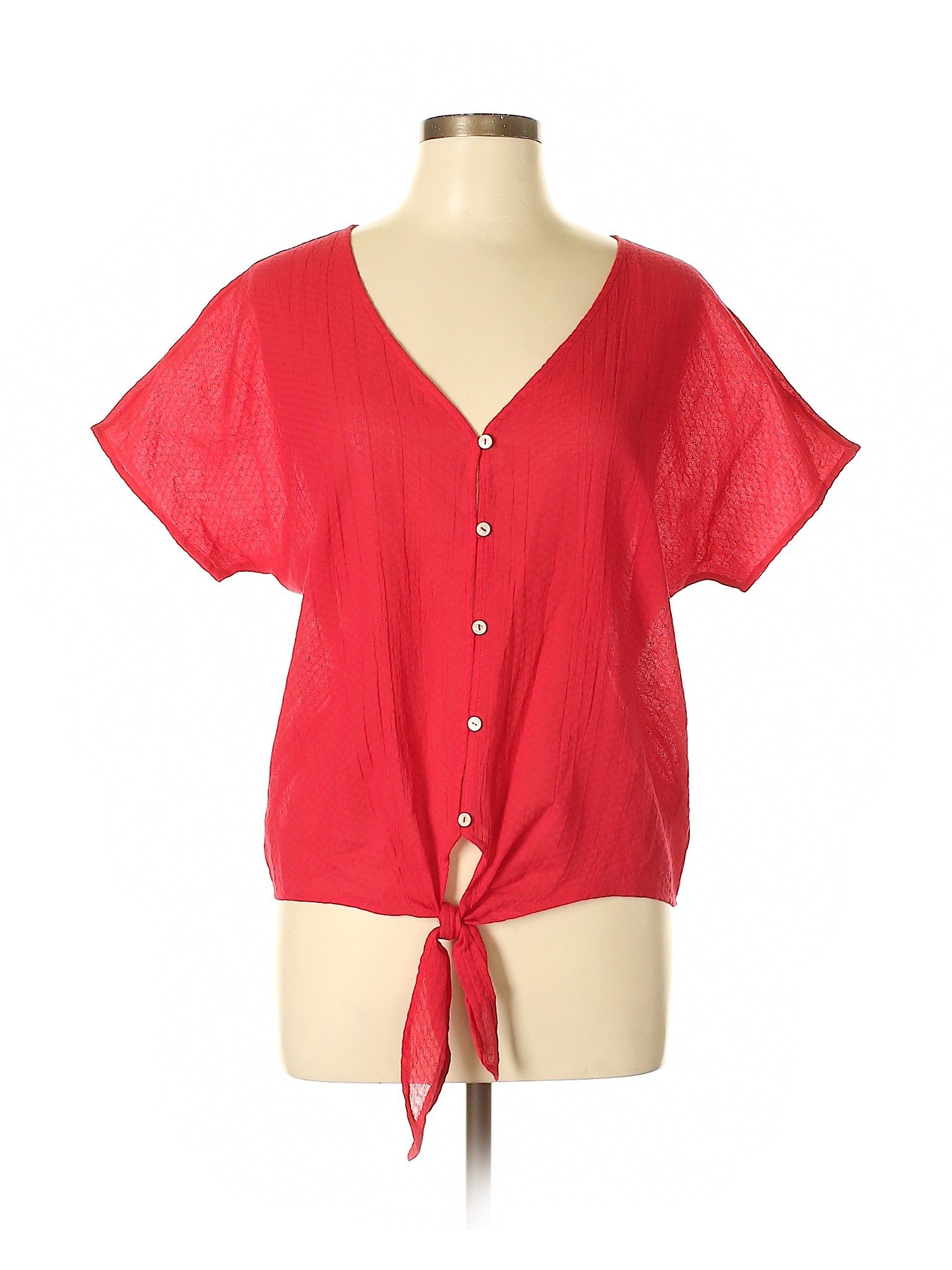 Universal Thread Short Sleeve Blouse Size 12: Red Women's Tops - 44413194 | thredUP