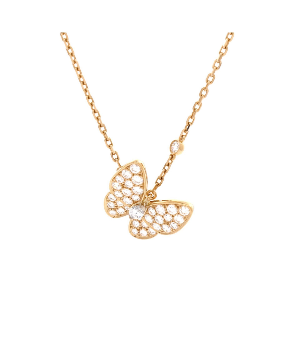 Pre-Owned Van Cleef & Arpels Two Butterfly Pendant Necklace - 18k yellow gold | Macy's