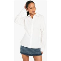 Womens Button Waist Fitted Shirt - White - 4 | boohoo (US & Canada)