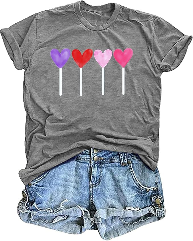 LAZYCHILD Valentines Day Shirts for Women: Cute Love Heart Shirt Valentine T Shirt Red Valentines... | Amazon (US)
