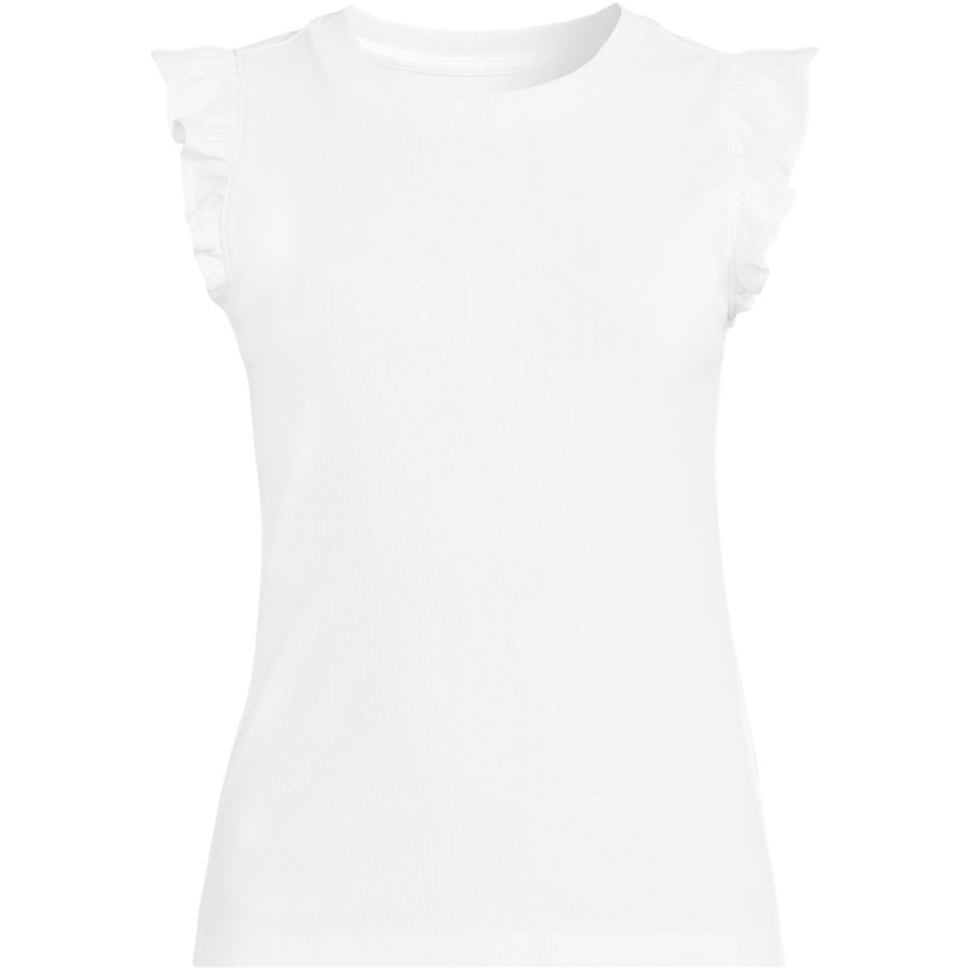 Women's 2x2 Rib Ruffle Sleeve Top | Lands' End (US)