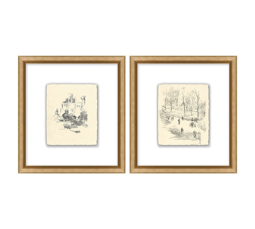 Sketches In The City S/2 Gold Frame S/2 10""X11 | Pottery Barn (US)