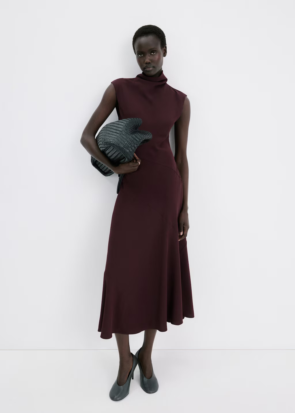 Long dress with draped neck wine - Woman - 0 - MANGO | Mango (US/MX/AU)