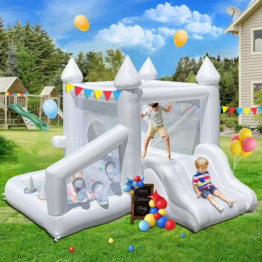 White Bounce House,Indoor Bounce House for Kids 3-6 with Ball Pit & Slide,Inflatable Bouncy Castl... | Amazon (US)