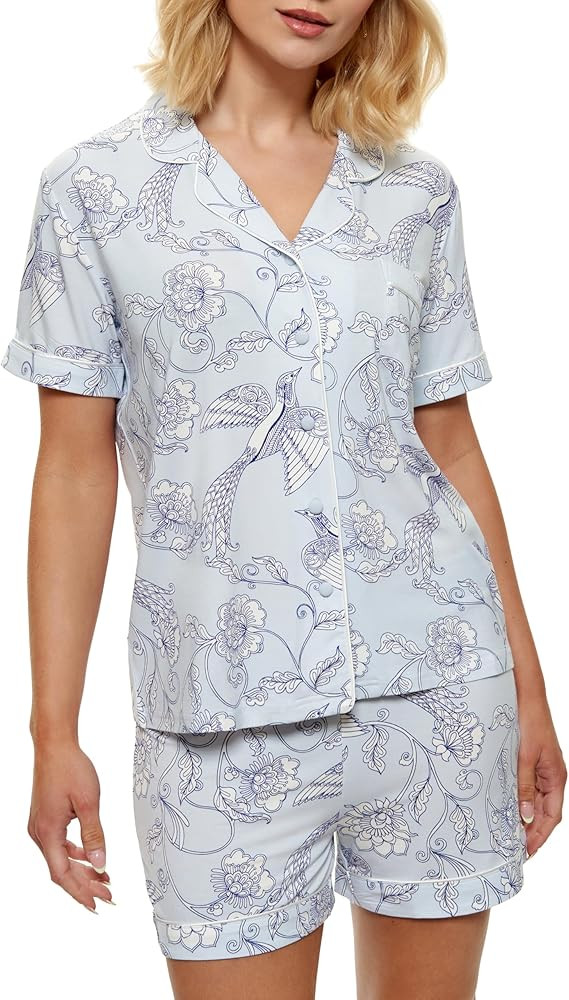 Pop & Plum Soft Cooling Viscose Bamboo Pajamas for Women, Comfy PJs, Matching Button Up Pajama Sh... | Amazon (US)
