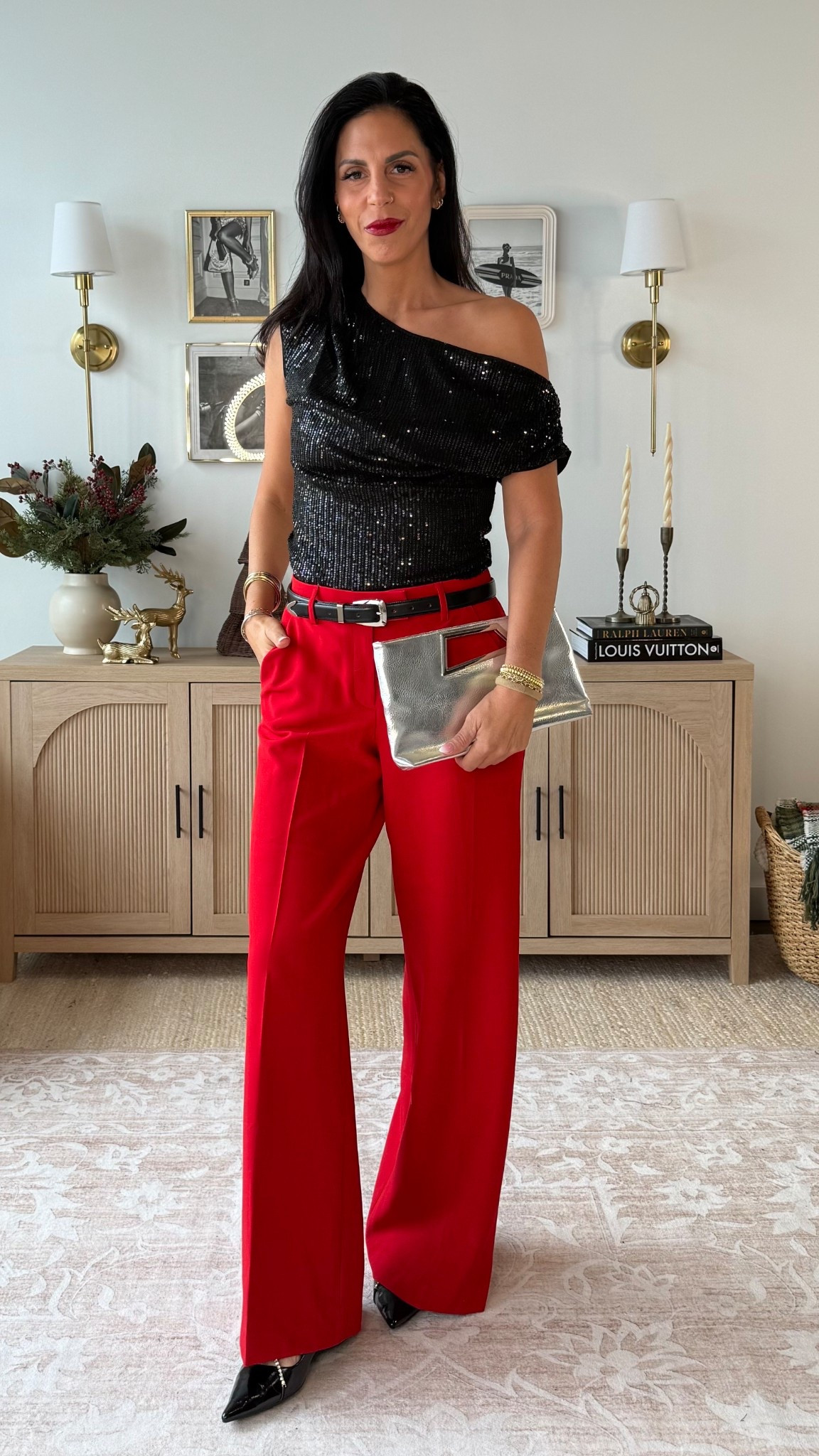 The perfert red pant from Express on major sale! 
Holiday Red pants from express, styled 4 ways! 
Wearing a 2 long 
Top is  a small 
#ltku #ltktall #ltksalealert
#LTKOver40 #LTKCyberWeek #LTKHoliday