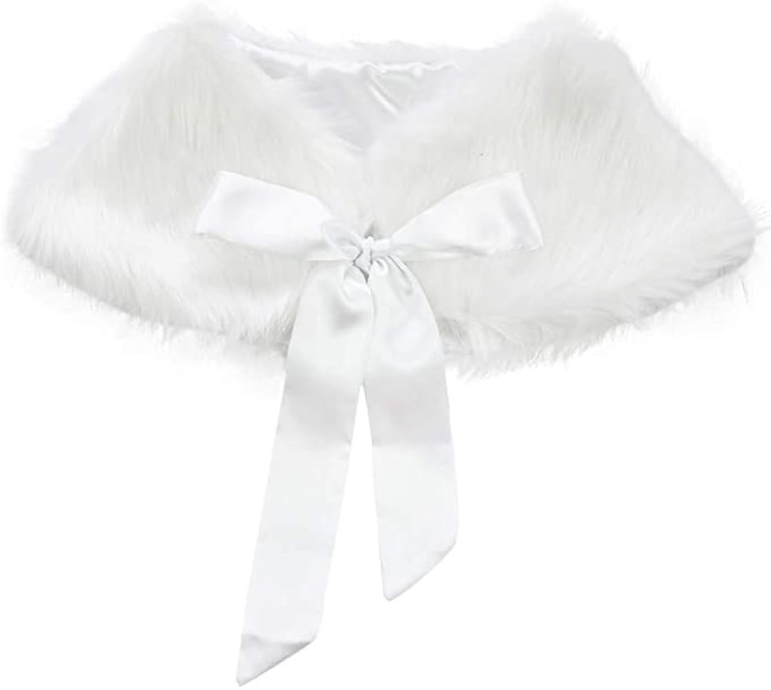 IPENNY Girls Faux Fur Wrap Shawl Flower Kids Princess Cape Wedding Bridesmaid Bolero Shrug Christ... | Amazon (US)