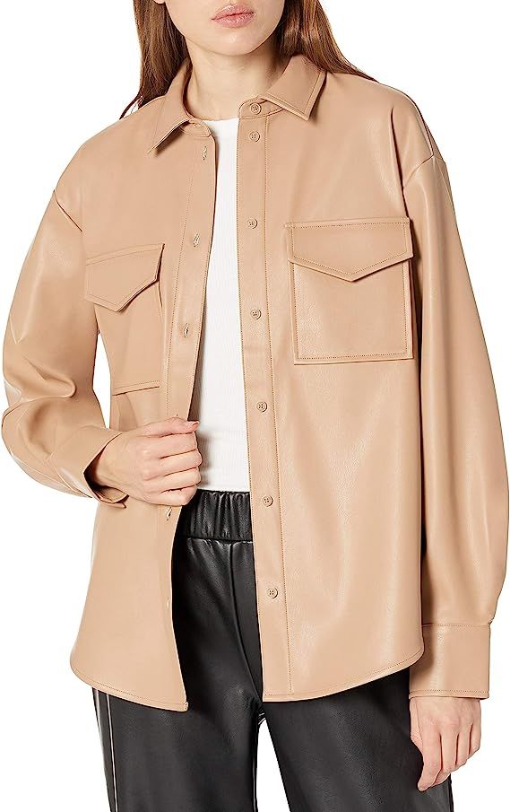 The Drop Women's @lisadnyc Faux Leather Long Shirt Jacket | Amazon (US)