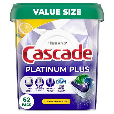 Cascade Lemon Platinum Plus Action Pacs - 62ct | Target