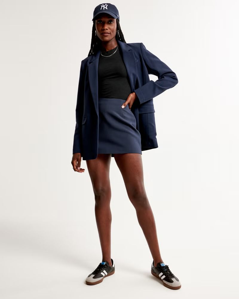 Women's Menswear Mini Skort | Women's Fall Outfitting | Abercrombie.com | Abercrombie & Fitch (US)