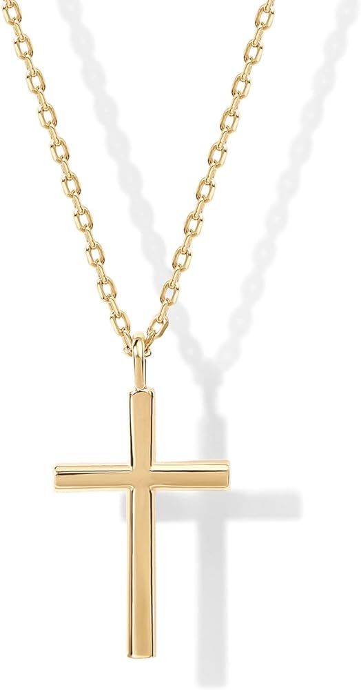 PAVOI 14K Gold Plated Cubic Zirconia Cross Pendant Necklaces for Women | Linear Bezel CZ Religiou... | Amazon (US)