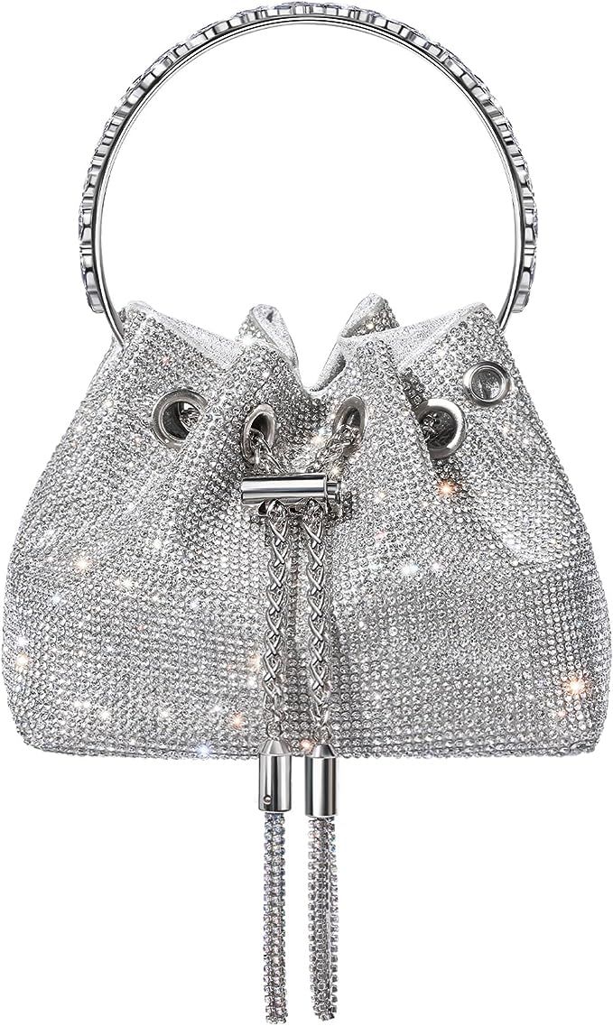 SWEETV Women's Rhinestone Bucket Bag Sparkly Sequin Evening Handbag Purse for Formal/Wedding/Cock... | Amazon (US)