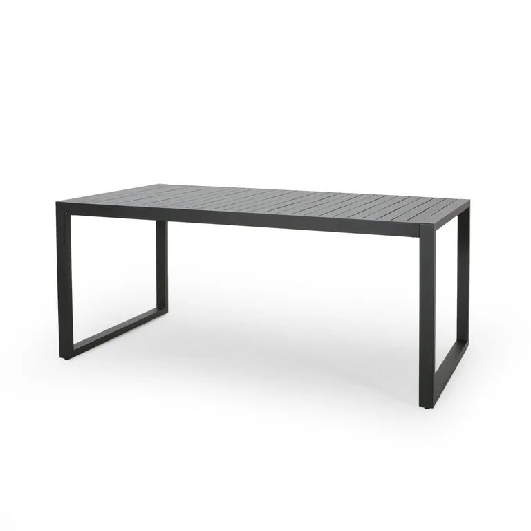 GDF Studio Noah Outdoor Aluminum Rectangular Dining Table Black, 6 Person | Walmart (US)