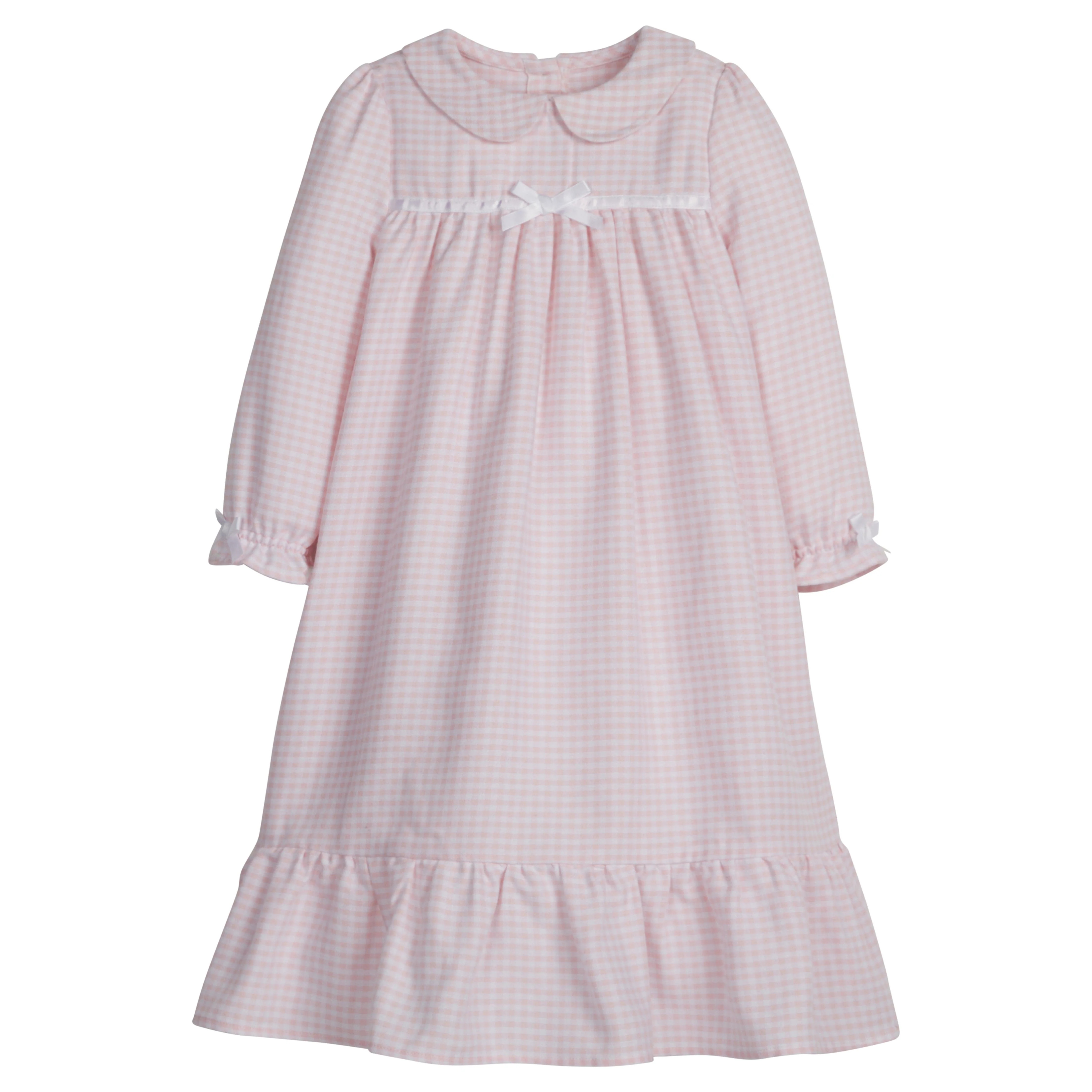 Pink Gingham Classic Girls Flannel Nightgown | Little English