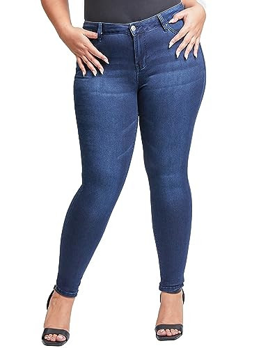 YMI Women's Plus Size HyperDenim Super Stretchy Skinny Jeans | Amazon (US)