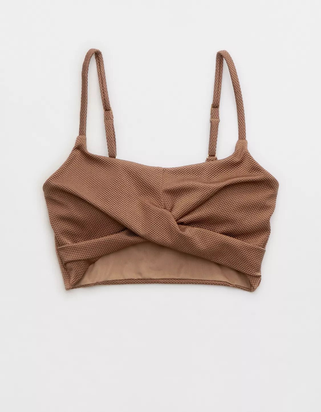 Aerie Shine Pique Scoop Twist Longline Bikini Top | Aerie