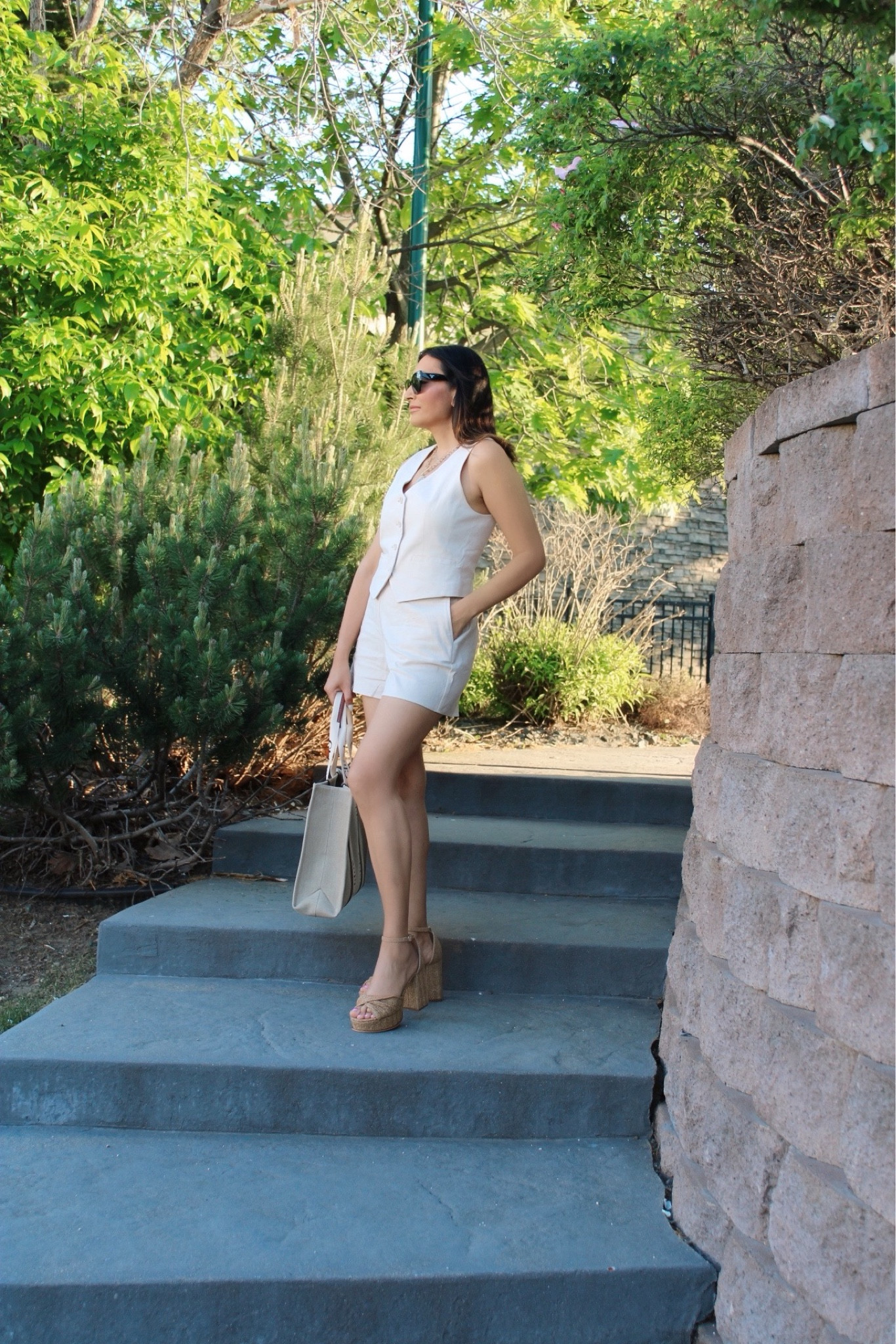 Vest/ linen two piece vacation outfit 
Linen two piece set 
Vacation outfit 
Summer outfit 
Chloe tote
Steve Madden shoes 
Express 

#LTKunder50 #LTKunder100 #LTKsalealert