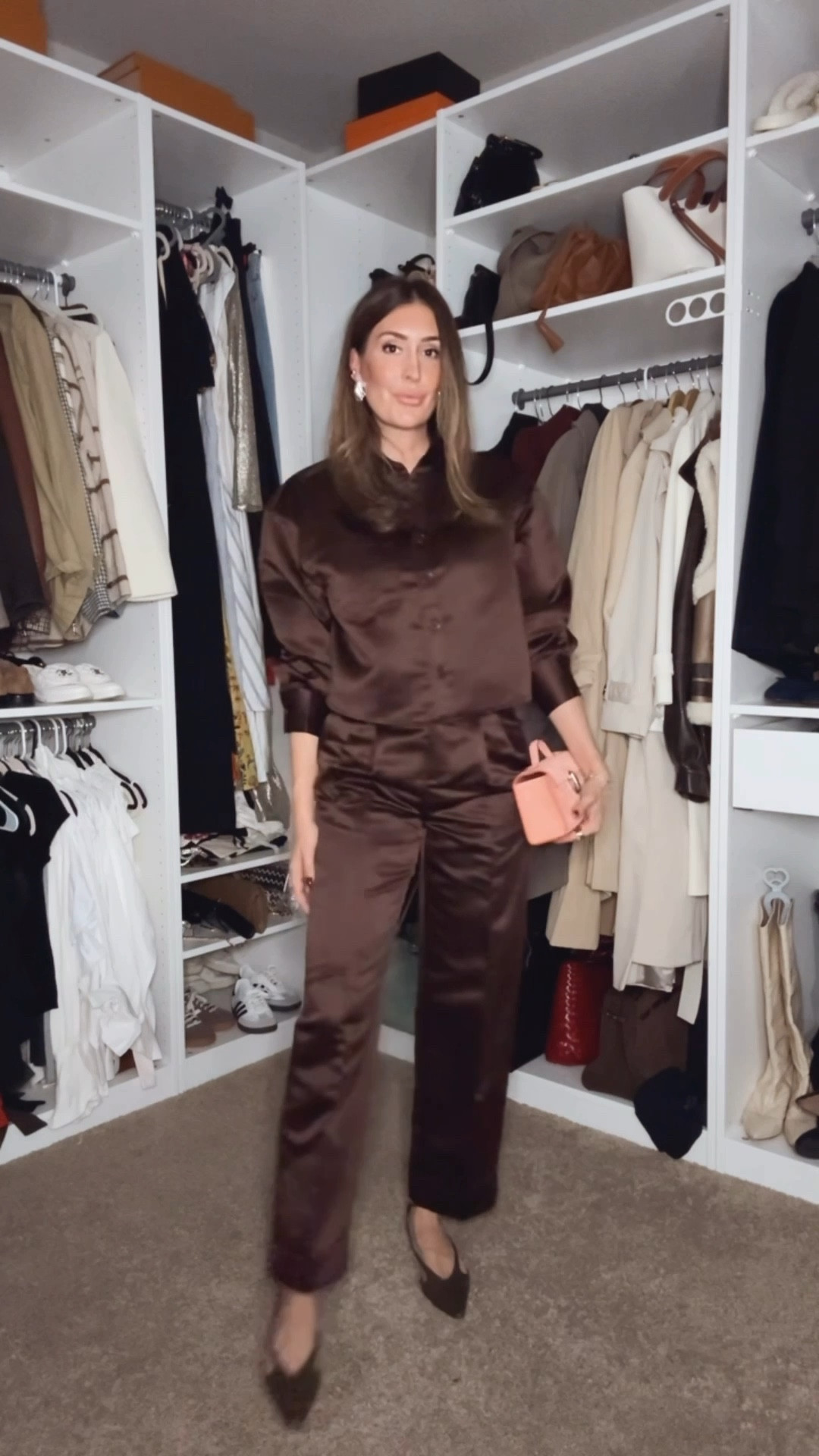 Found ourselves kid free last night so we ventured into Houston for a little date night 🤎 I was so excited to wear this satin brown set! The fabric on this is really good because it’s a little thicker than most satin pieces so it keeps its shape really well. Both of the pieces would be cute styled separately too! 

#LTKShoeCrush #LTKItBag #LTKSeasonal