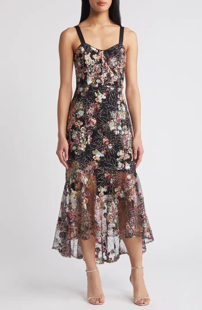 Sam Edelman Sequin Floral High-Low Cocktail Dress | Nordstrom | Nordstrom