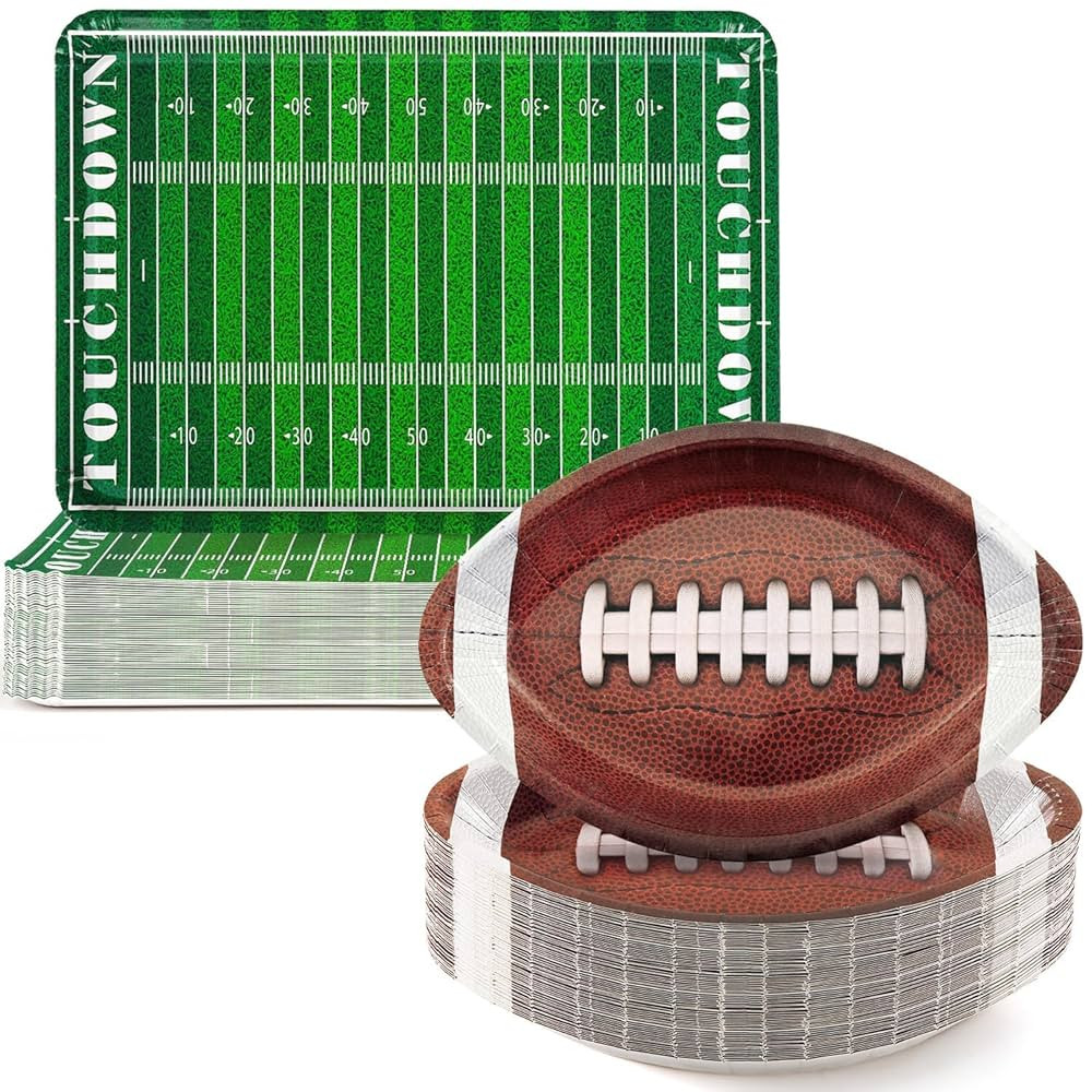 60 Pcs 14" x 10" Extra Large 3D Football Paper Plates Heavy Duty Large Serving Trays Bulk Disposa... | Amazon (US)