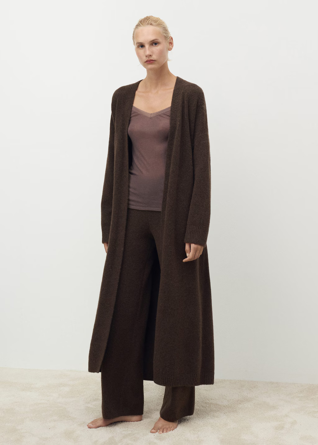 Long knit cardigan chocolate - Woman - L - MANGO | MANGO (UK)