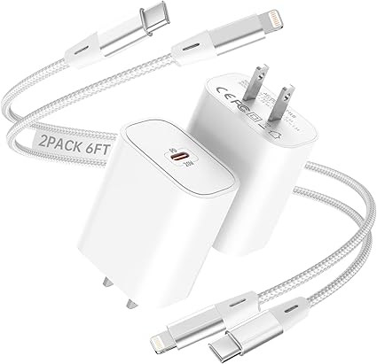 iPhone Charger Fast Charging [MFi Certified] 2 Pack 20W USB-C Power Adapter with 6 FT USB C to Li... | Amazon (US)