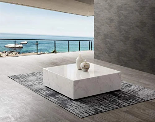 Cube Square white Marble coffee table, with casters - Walmart.com | Walmart (US)