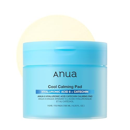 Anua 8 Hyaluronic Acid Catechin Calming Pad, Pore Care & Cooling Effect with Korean Toner pad, Quick & Easy Hydrating Daily Face Mask, Makeup Prep Routine, Korean Skin Care (185ml,110 Pads) | Amazon (US)