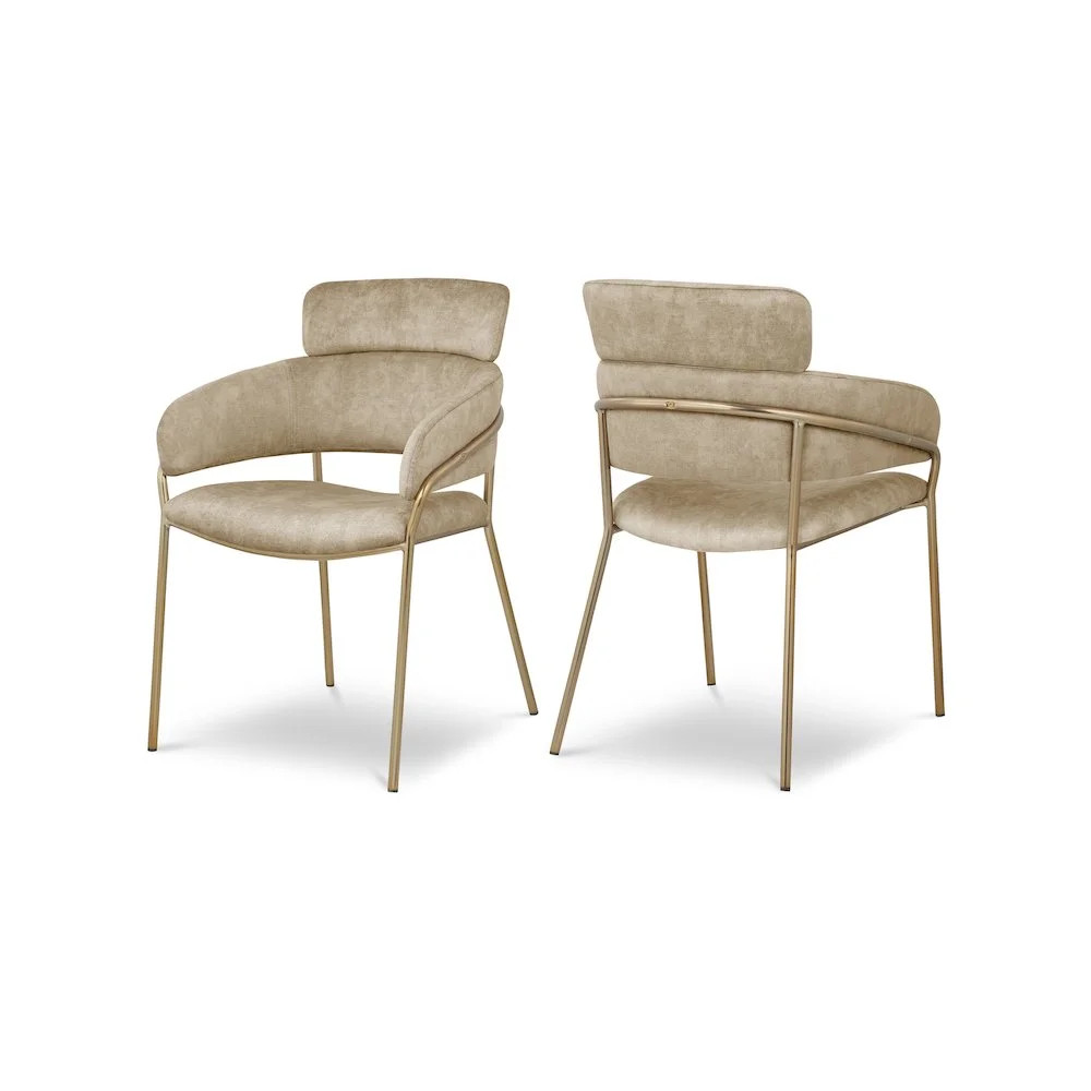 Meridian Furniture Yara Beige Velvet Dining Chair (Set of 2) | Walmart (US)
