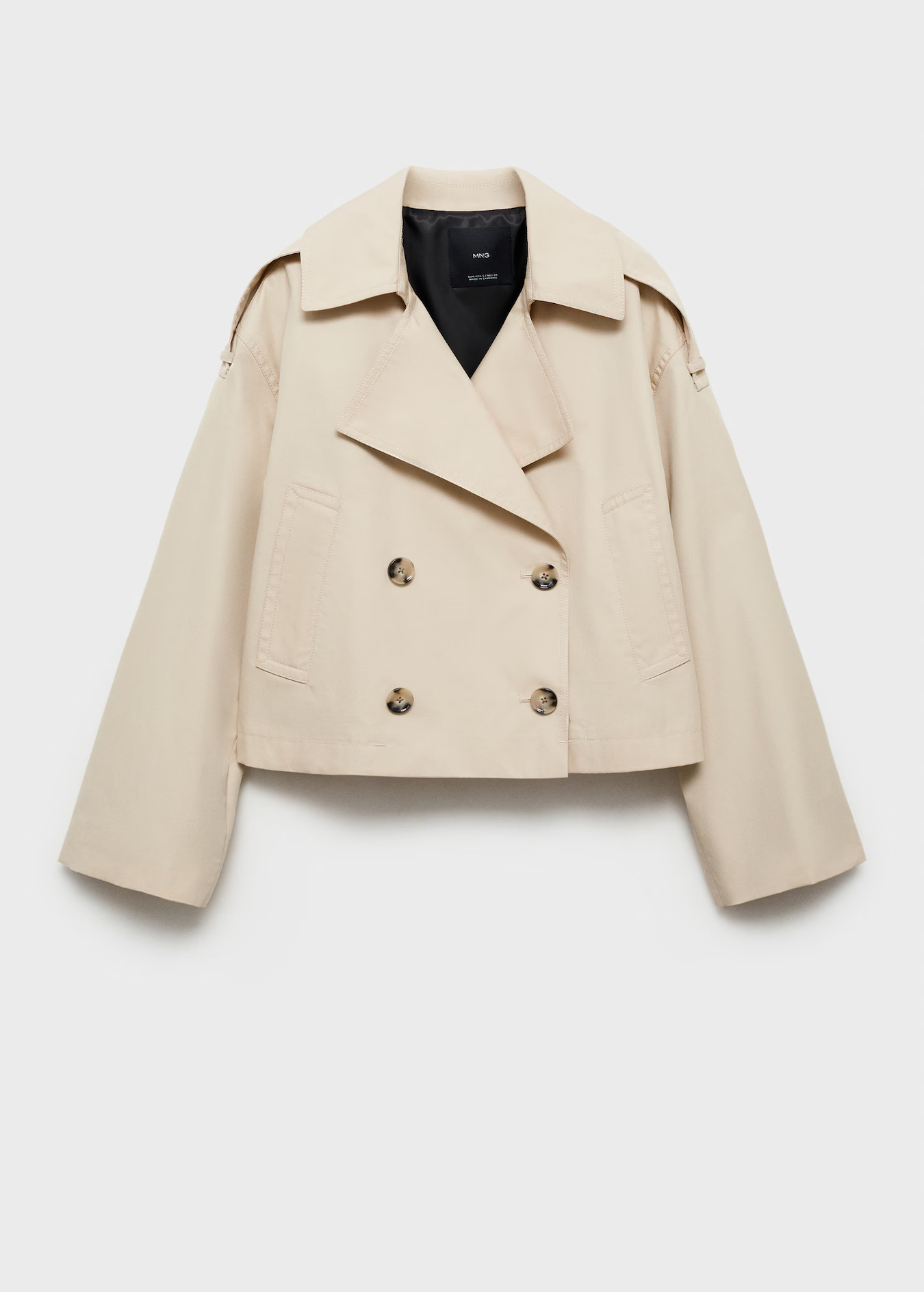 Double-breasted cropped trench coat - Women | MANGO USA | Mango (US/MX/AU)