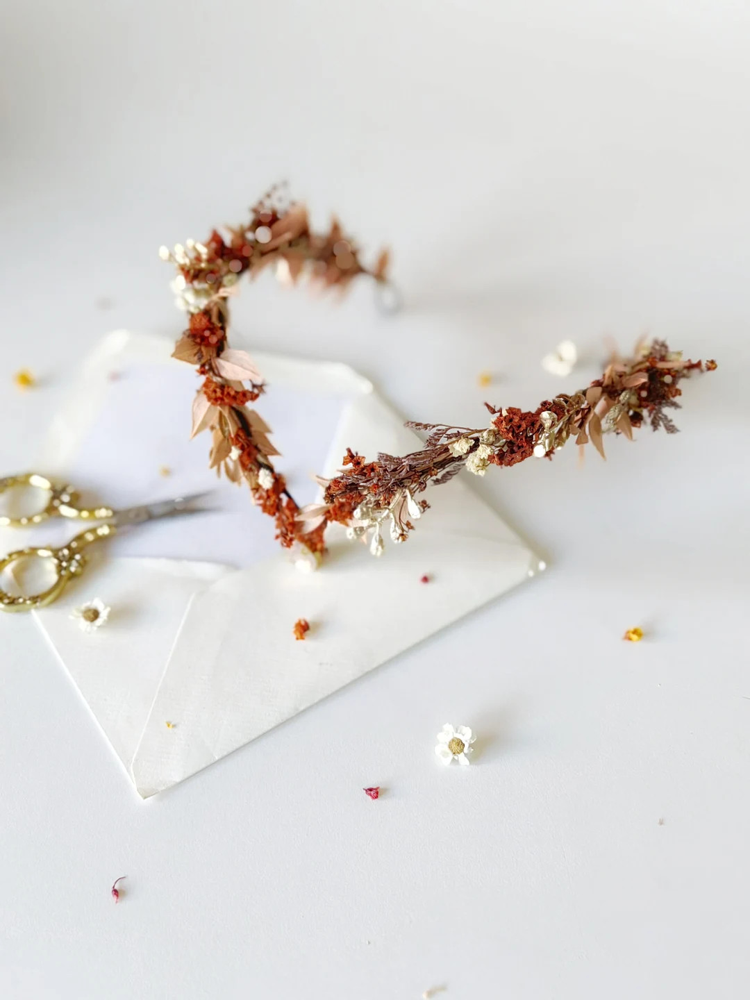 Terracotta flowers Autumn crown Bridal flower tiara Bridal flower crown Rustic wedding Romantic w... | Etsy (US)