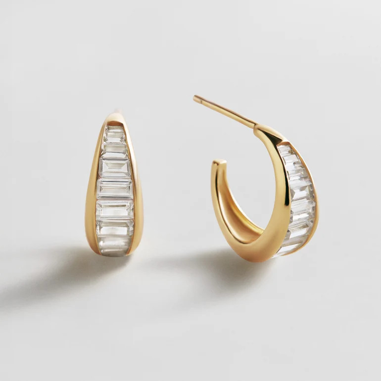 Tina 18K Gold Earrings - Gold/Pavé | BaubleBar