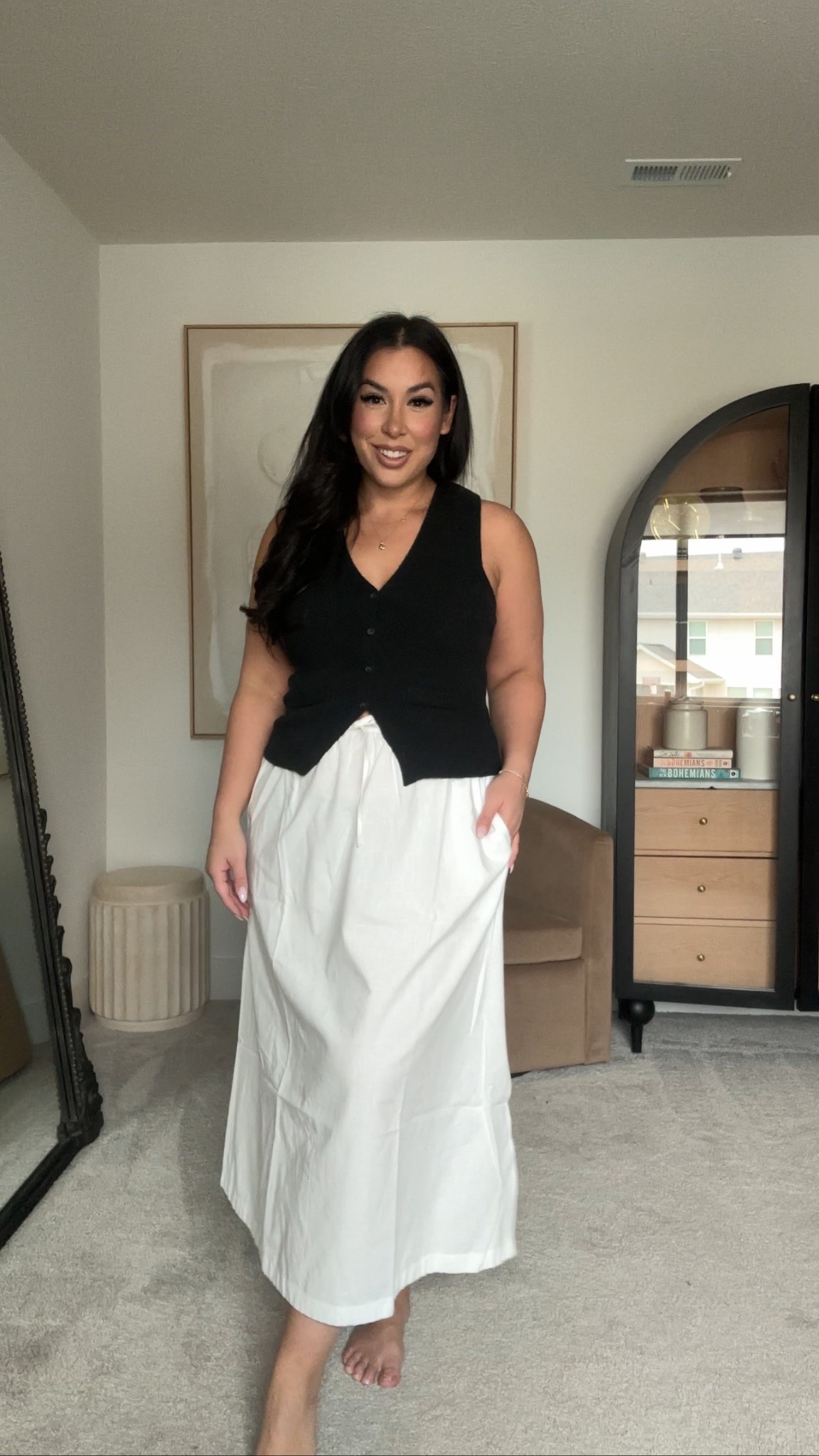 Affordable midsize spring outfit from Target! Wearing size large in both 
-
-
-
spring dress, white poplin skirt, vest top, target fashion, bridal shower dress, baby shower dress, short mini dress, floral dress

#LTKMidsize #LTKStyleTip