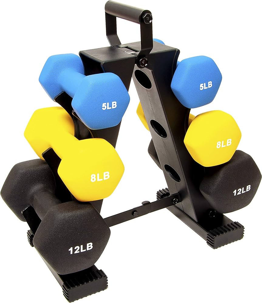 BalanceFrom Colored Neoprene Coated Dumbbell Set with Stand | Amazon (US)