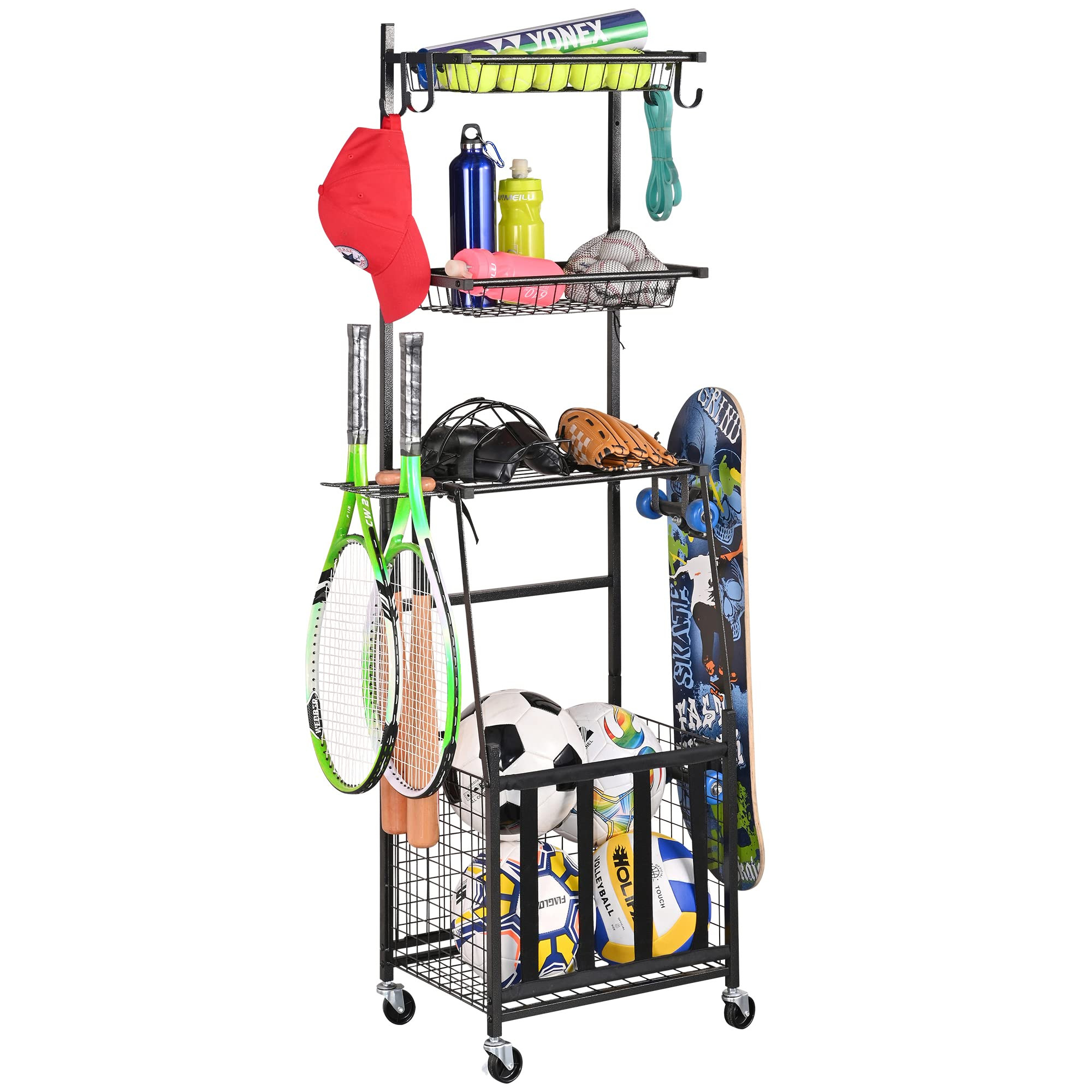 PLKOW Sports Equipment Storage for Garage, Indoor/Outdoor Sports Rack for Garage, Ball Storage Ga... | Amazon (US)