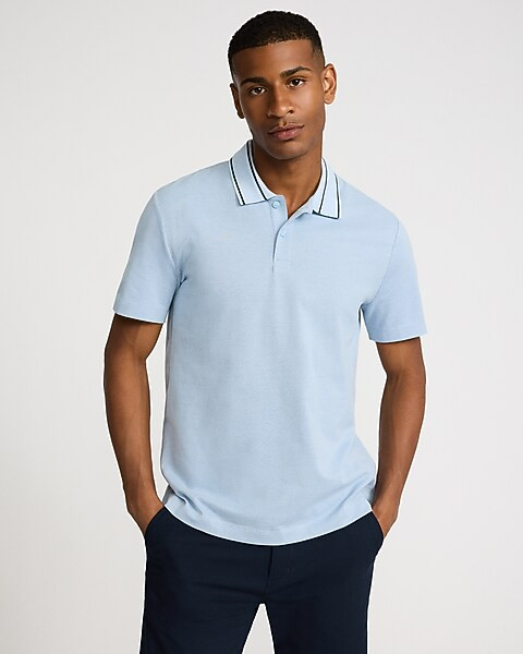 Textured Tipped Cotton-blend Polo | Express
