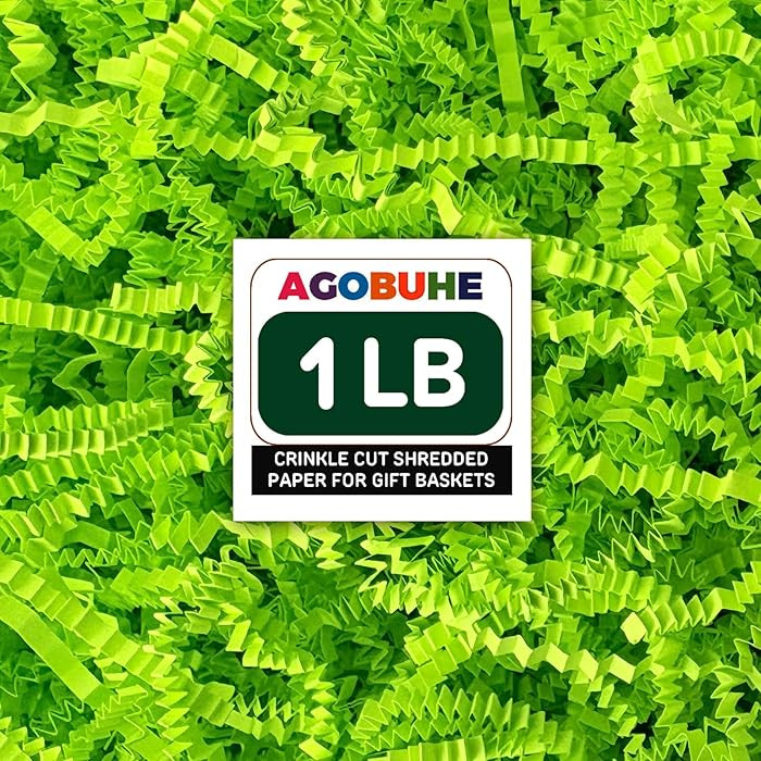 AGOBUHE 1 LB Crinkle Paper Filler 16 oz Green Shredded Paper for Gift Baskets & Box, Gift Filling... | Amazon (US)