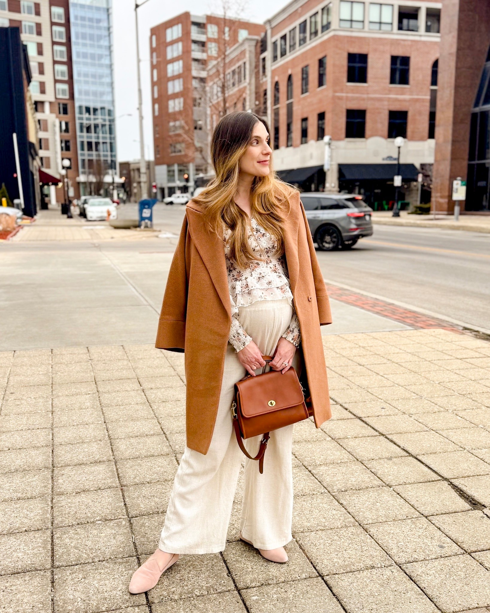 The comfiest flats and stretchy linen pants for this 32 week pregnant belly. Wearing my normal sizes in everything since they have plenty of stretch! 

#LTKBump #LTKootd