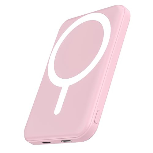 podoru for Magsafe Battery Pack, 5000mAh Magnetic Power Bank with Type-C Cable 20W PD Fast Charging Lighting Input Wireless Portable Charger for iPhone 17/16/15/14/13/12/ All Series-Pink | Amazon (US)