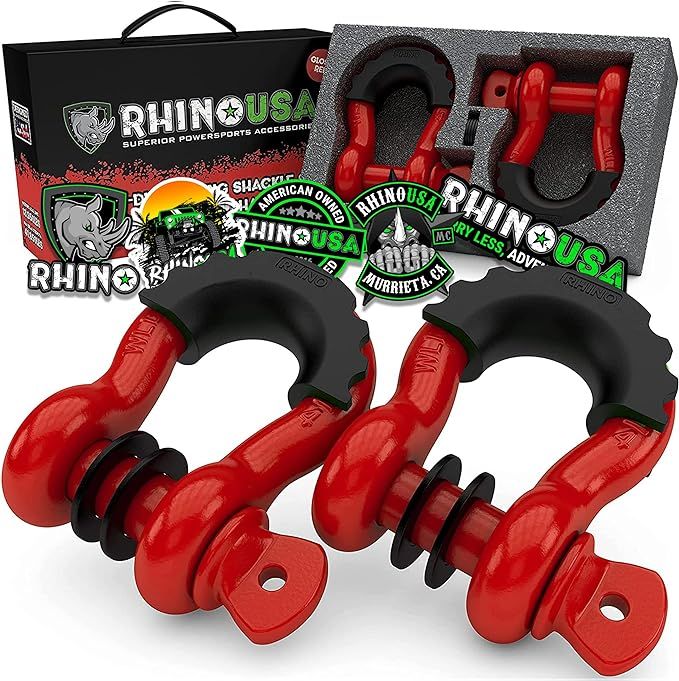 Rhino USA D Ring Shackle 41,850lb Break Strength – 3/4” Shackle with 7/8 Pin for use with Tow... | Amazon (US)