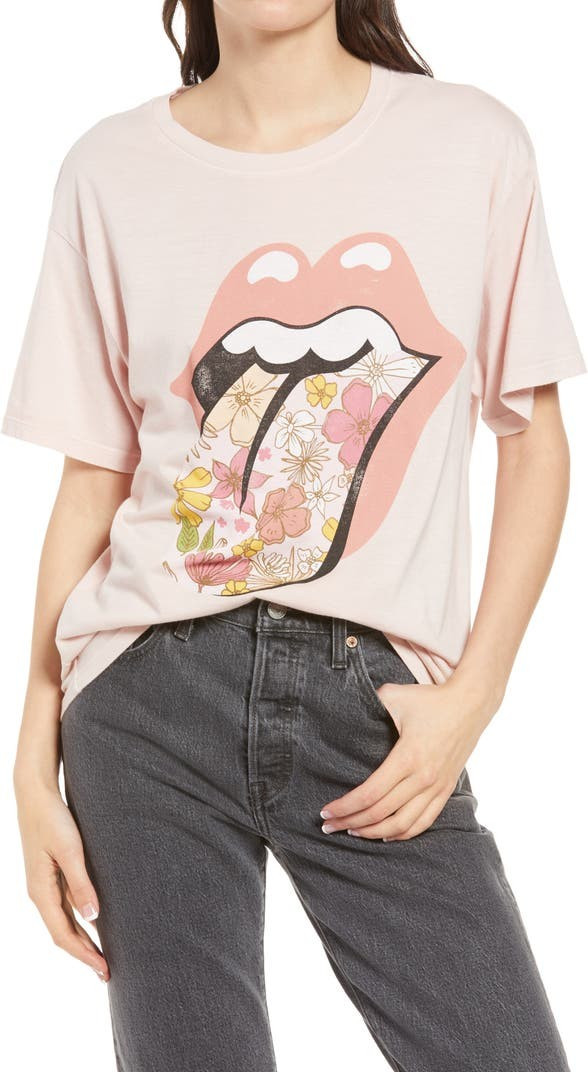 Rolling Stones Flower Tongue Boyfriend Graphic Tee | Nordstrom