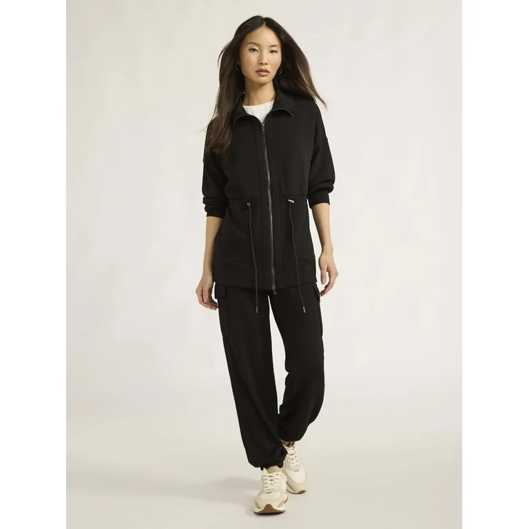 Scoop Women’s and Women's Plus Ultimate ScubaKnit Longline Drawstring Zip Jacket, Sizes XS-4X | Walmart (US)